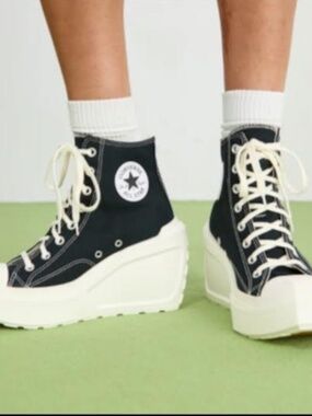Converse Chuck 70 De Luxe Wedge Sneaker Womens 10.5 Black Platform A06478C EU 42